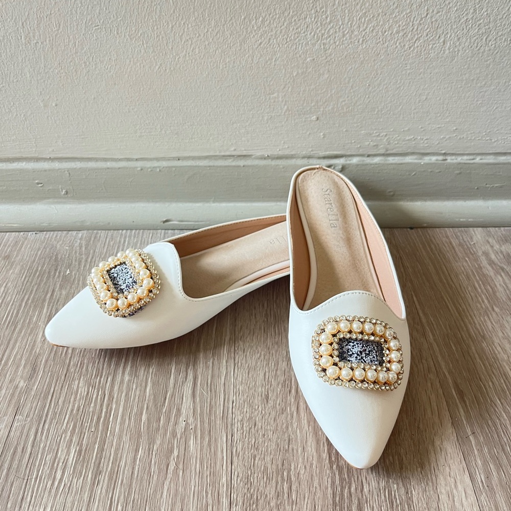 Starella Women’s Mule Bead White Size 9
